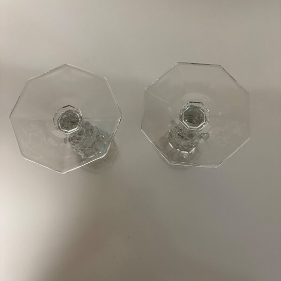 Clear Glass Fostoria Candlestick Holders Set Of 2 Octagonal Vintage 6.25in - Picture 3 of 6